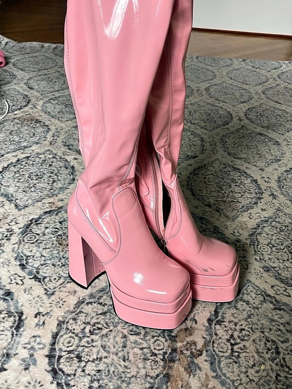 Barbie Pink Patent Latex Platform Boot 70’s GOGO Boots